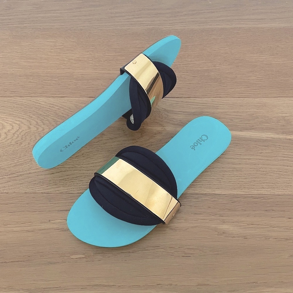 Chloé Embellished Neoprene Slides, EU39